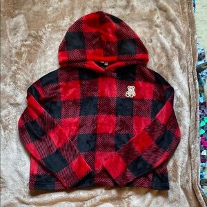 Plaid Red and Black Kids Hoodie